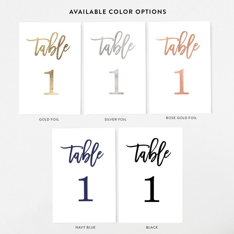 PRINTED Premium GOLD Foil Wedding Table Numbers, 4x6 Calligraphy Foil Design, Premium Paper, Double Sided, Numbers 1-25 or 1-40 image 6