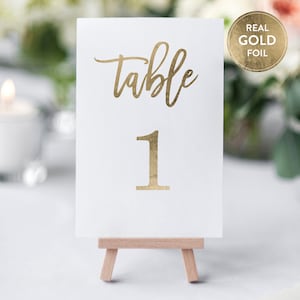 PRINTED Premium GOLD Foil Wedding Table Numbers, 4x6 Calligraphy Foil Design, Premium Paper, Double Sided, Numbers 1-25 or 1-40 image 5