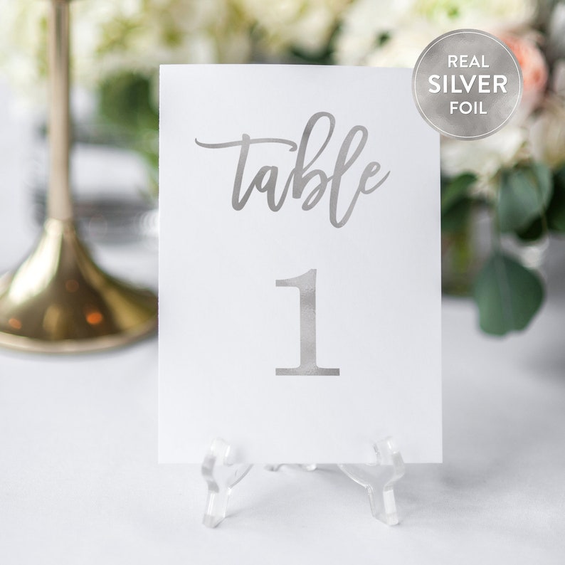 PRINTED Premium GOLD Foil Wedding Table Numbers, 4x6 Calligraphy Foil Design, Premium Paper, Double Sided, Numbers 1-25 or 1-40 image 8