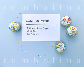Card Mockup, White Card Mockup, Horizontal Card Mockup, Smart Object | 5x7 Card Mock Up #C18