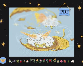 Fairy autumn sheep, magical and cosy cross stitching (PDF Cross Stitch Pattern)