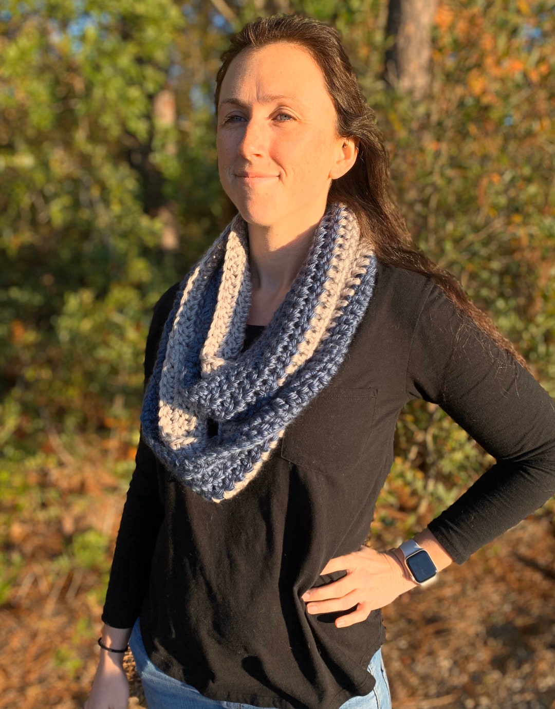 Two-tone Chunky Infinity Scarf - Crochet - Etsy