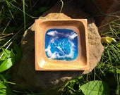 4 4 Blue Beach Trinket Tray, waves, coastal decor, jewelry dish, soap dish, functional art, surf art, ocean art, beach decor, resin painting
