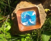 4 4 Blue Beach Trinket Tray, waves, coastal decor, jewelry dish, soap dish, functional art, surf art, ocean art, beach decor, resin painting