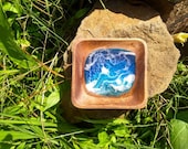4 4 Blue Beach Trinket Tray, waves, coastal decor, jewelry dish, soap dish, functional art, surf art, ocean art, beach decor, resin painting