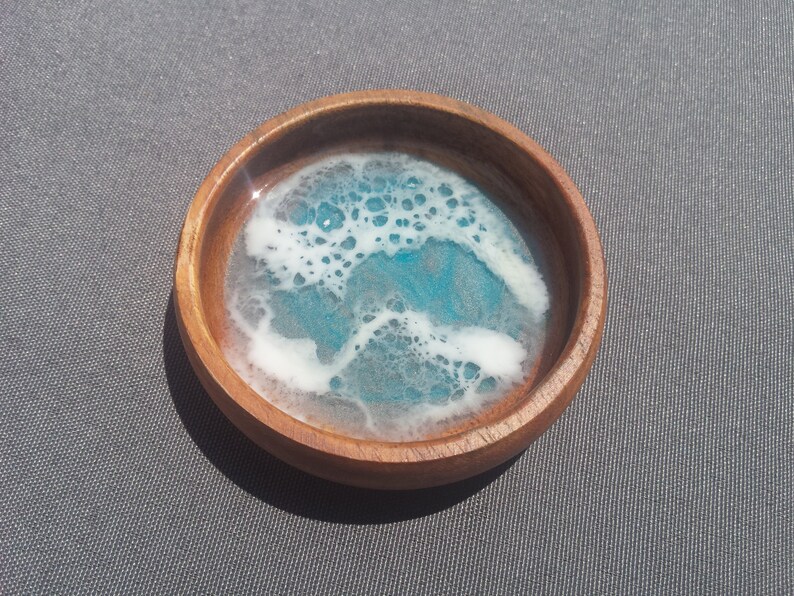 abstract coastal decor modern art Aqua Trinket Tray functional art jewelry dish