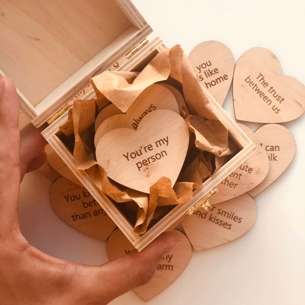 Valentine's Day Reasons Why I Love You Tokens, Engraved Keepsake box, Personalized Romantic Reasons Why Box, Anniversary Gift for Girlfriend