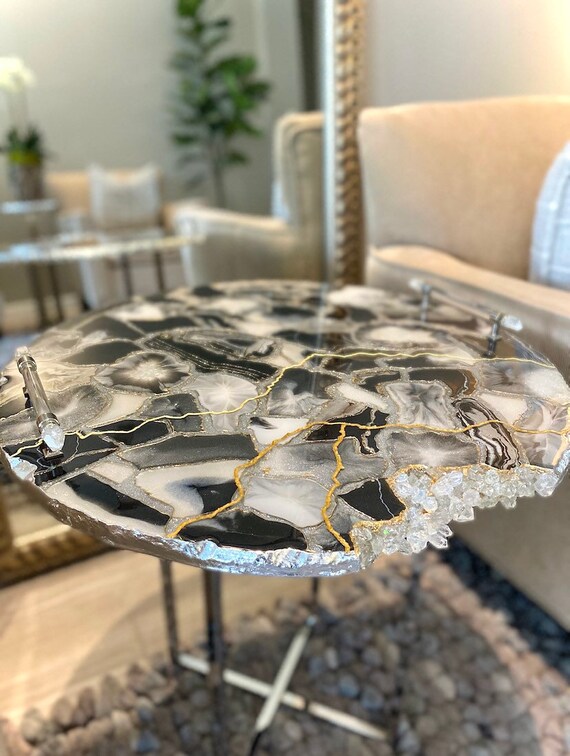 Luxury Oversized Resin Agate Table & Serving Tray. All in one. Etsy