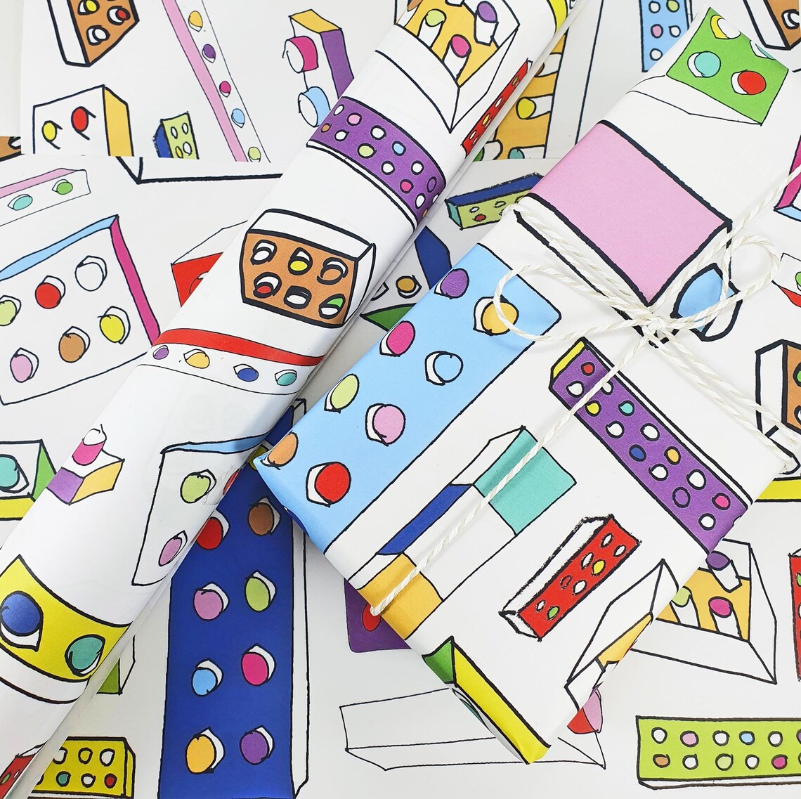 Lego Pattern Wrapping Paper Lego Fanatic Gift Wrapping | Etsy