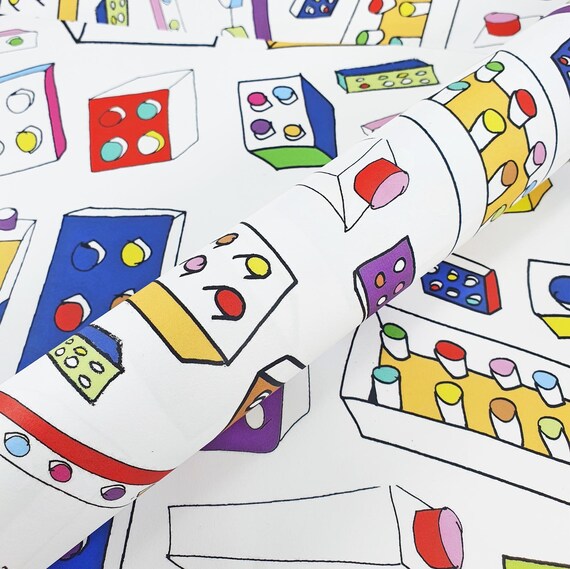 Lego Wrapping Paper Lego Fan Lego Gift Wrap Happy - Etsy Nederland