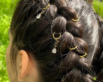 Kristall Tropfen Ring Perlen, Geflochtene Perlen, Haarringe, Haarschmuck, Haarschmuck, Haarringe für geflochtenen Schmuck