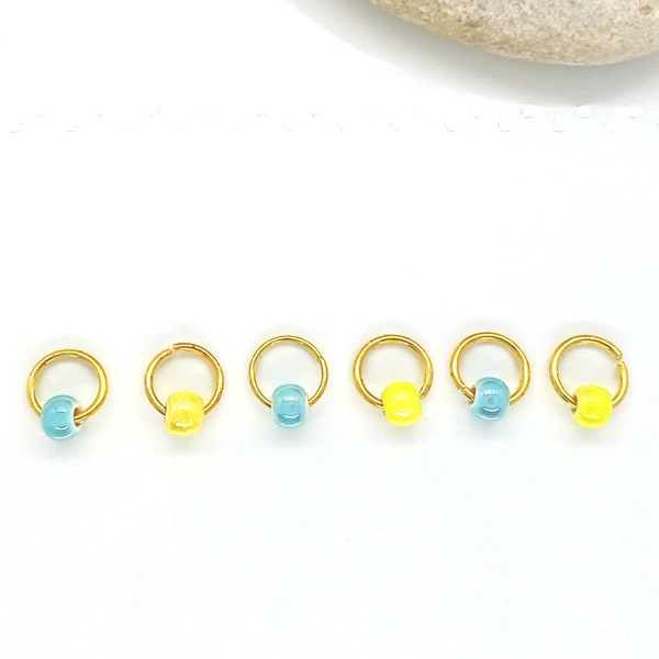 Ukrainian HAIR RINGS, Blue Yellow Hair Rings, Hair accessories, Ukraine Jewelry, Trident hair jewelry, Rings For Women