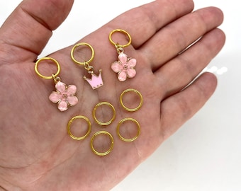 Flower HAIR RINGS 8pcs/set, Flower Hair jewelry, Braid Charms, Loc Jewelry, Hair decoration, Braid Rings, Hair hoops