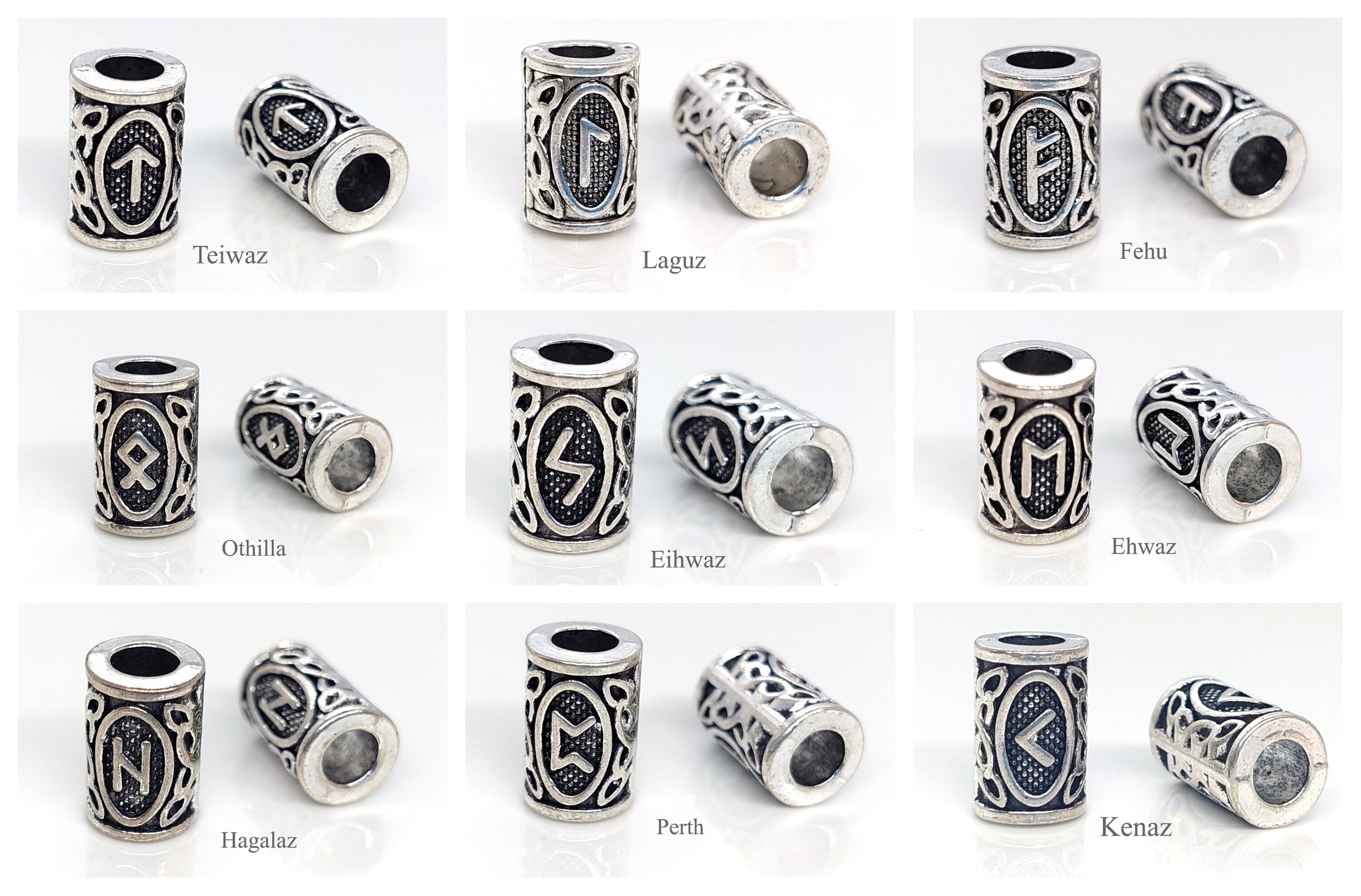 Dread Rune Rune Dread Beads, Celtic Rune Beads, Viking Beard, Viking Amulet, Runic ...