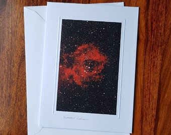 Original Rosette Nebula Photograph in a blank any occasion card. Card & Gift in One as can be framed too.