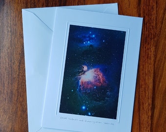 Original Orion Nebula and Running Man Nebula in a blank any occasion card. Card & Gift in One as can be framed too.