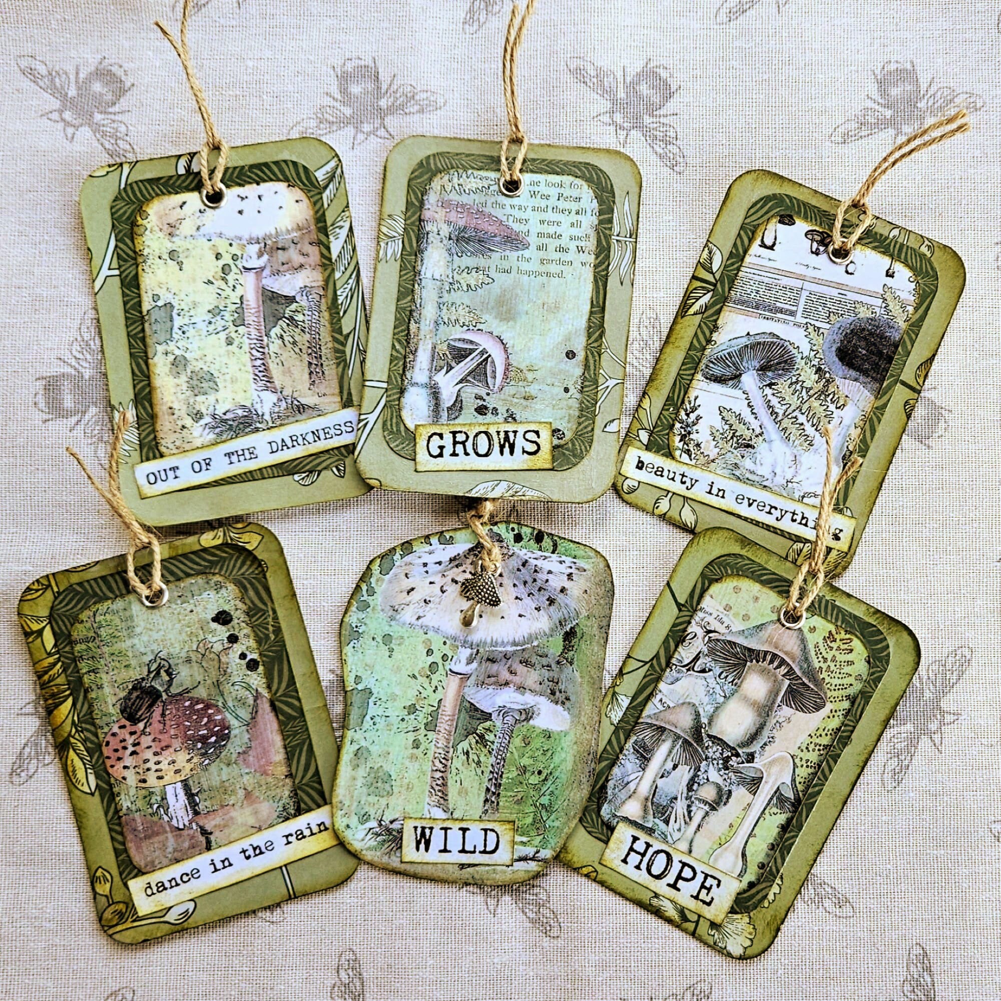 Large Handmade Set of 6 Junk Journal Tags, Gift Tags, Thank You Tags ...
