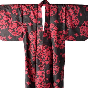 1940's Antique Japanese KIMONO Meisen Silk Kimono Gown Robe Vintage,length 150cm 59inch