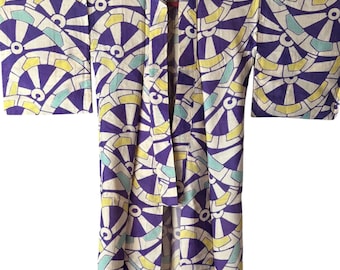 1950's Vintage Japanese Summer KIMONO Kimono Gown Robe antique ,length 147cm 57.8inch