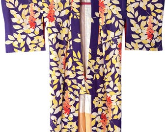 1940's Antique Japanese KIMONO Silk Kimono Gown Robe Coat Boho Vintage, length 148cm