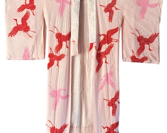 Vintage Japanese Silk JUBAN Kimono Gown Robe coat boho Jacket ,Antique decor