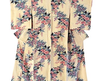 1950's Vintage Japanese KIMONO Boho Gown Robe Coat Jacket Antique