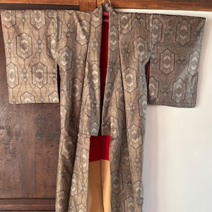 1950&#39;s Antique Japanese KIMONO Tsumugi Silk Kimono Gown Robe Vintage,length 150cm 59inch