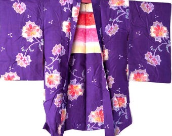 1950’s Vintage Japanese Meisen Silk Haori – Kimono Jacket Cardigan, Lightweight Statement Piece, 95cm Antique