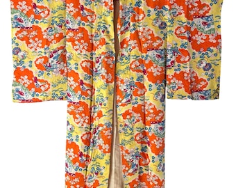 1930s Antique Silk Juban Japanese Kimono Beatiful Pattern Robe Gown Vintage