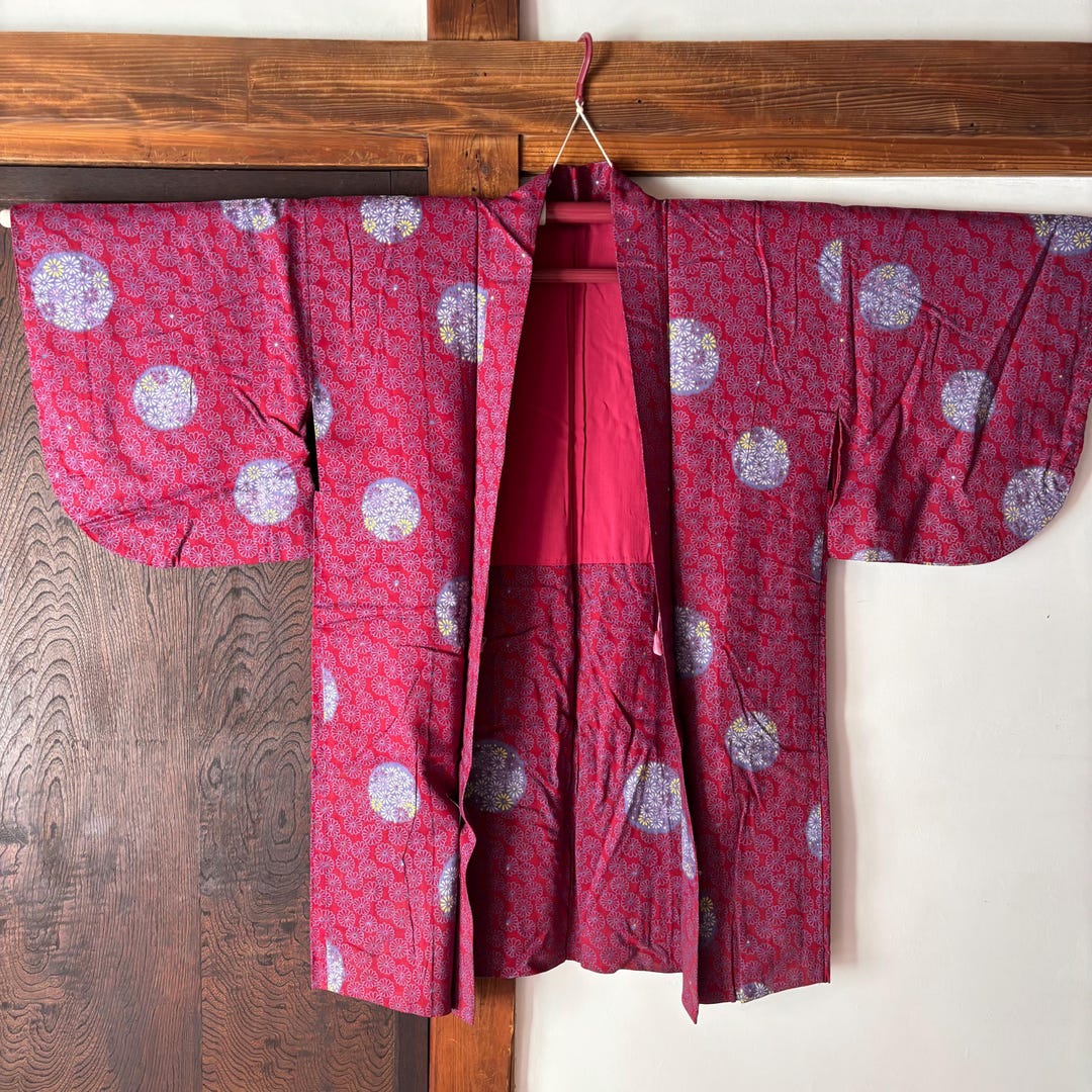 Vintage 40's | Pastel Peach & Metallic Detail Japanese Haori / Kimono main image 1