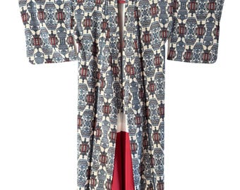 Japanese KIMONO Vintage Gown Robe Boho Jacket  Beatiful pattern Antique ,length 158cm