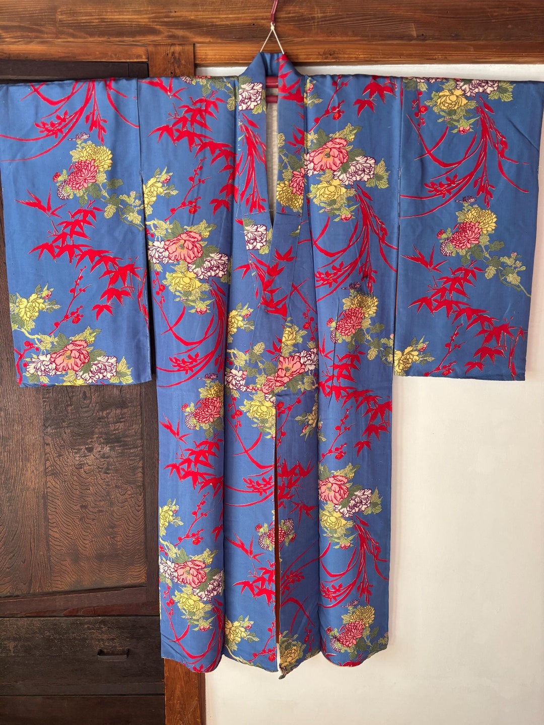 Vintage 40's Green Full Length Japanese Kimono