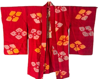 1940's Vintage Japanese HAORI Silk Kimono Gown Robe Vintage, length 98cm 38.5inch