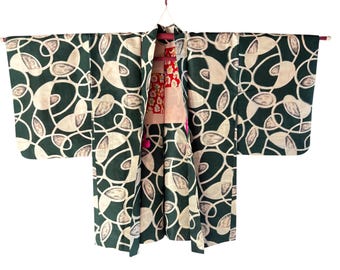 Vintage Japanese HAORI Kimono Jacket Cardigan Kimono Gown,length 85cm 33.4inch