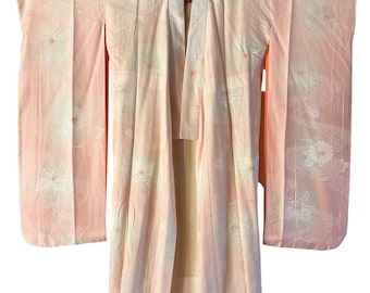Vintage Japanese Furisode KIMONO JUBAN Antique kimono Gown Robe , length 130cm 51.8inch