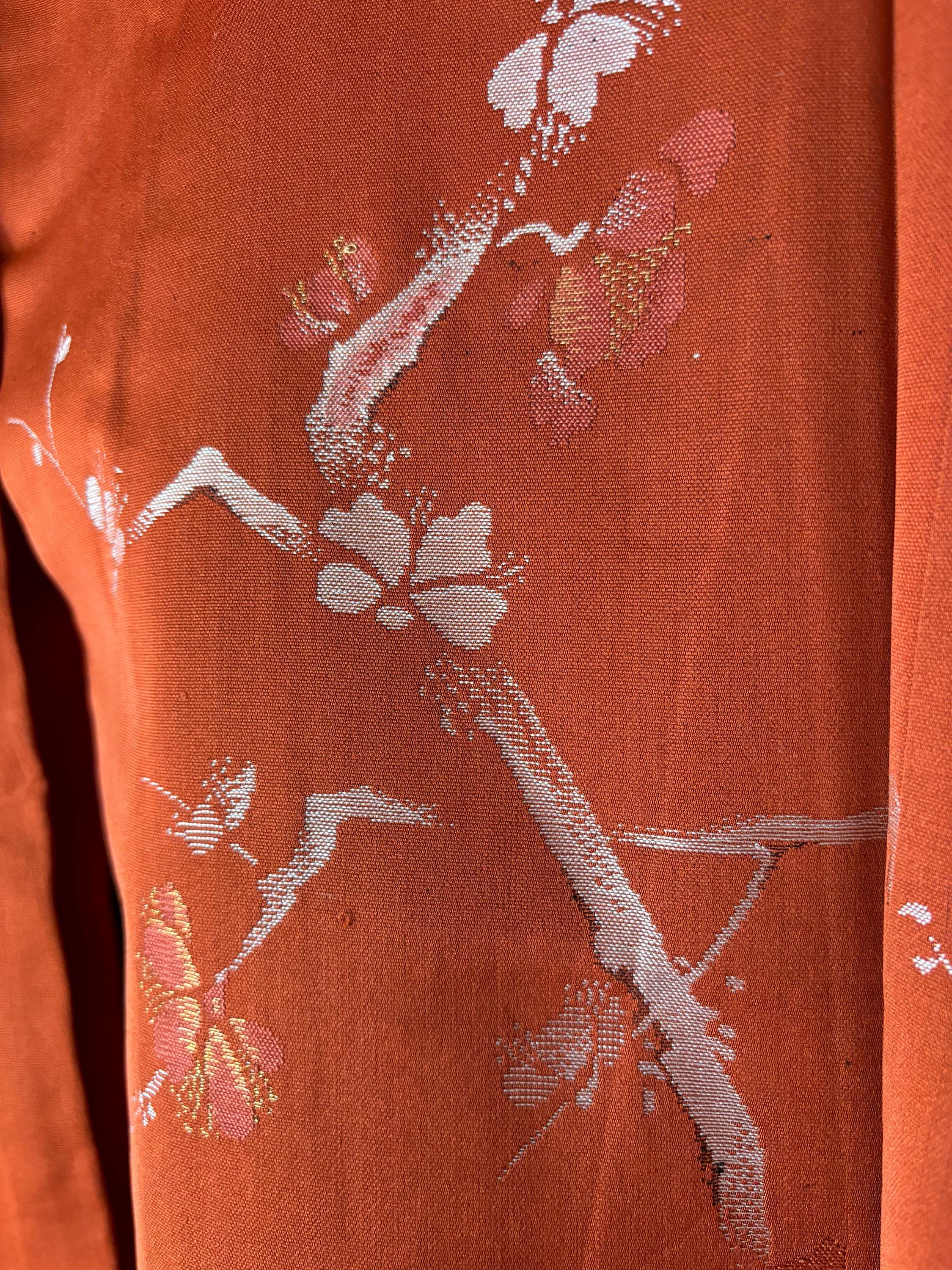 1950s Dramatic Multi Color Metallic Floral Kimono