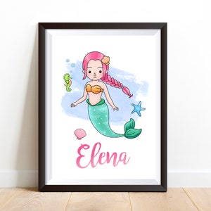 Personalised Mermaid Custom Portrait / Mermaid Illustration / Mermaid Art Print / Personalised Gift / Friendly Strawberry