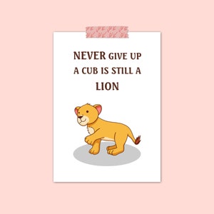 Funny Lion Cub Card and Print / Digital Card / Funny Lion Quote Card / Cute Lion Quote no. 05 Poster / Digital Download / Instant Download