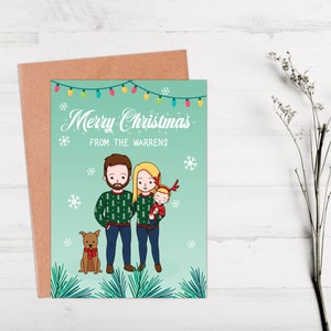 Personalised Christmas Card / Christmas Gift / Holiday Gift / Illustrated Portrait / FriendlyStrawberry