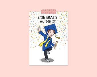 Funny Graduation Card / Graduation Gift / Cartoon Graduation Card / Cute Card for Him  / Instant Download / Funny Digital Card