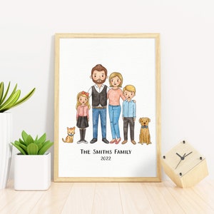 Aangepaste aquarel familieportret / Huwelijkscadeau / Verjaardagscadeau / Familiecadeau / Familiekunst / Gepersonaliseerd portret / Aquarel
