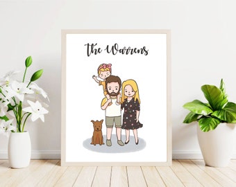 Custom Family Portrait / Wedding Gift / Anniversary Gift / Family Gift / Family Art / Personalised Portrait / Illustrated Portrait