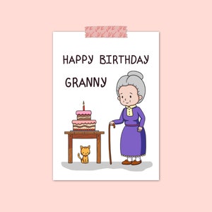 Tarjeta de cumpleaños divertida para la abuela / regalo de la abuela / tarjeta de cumpleaños divertida / tarjeta linda para ella / descarga instantánea / tarjeta digital divertida