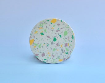 Wildflower Terrazzo Coaster | Handmade Jesmonite Table Decor, Contemporary Minimalist Decoration, Retro Modern