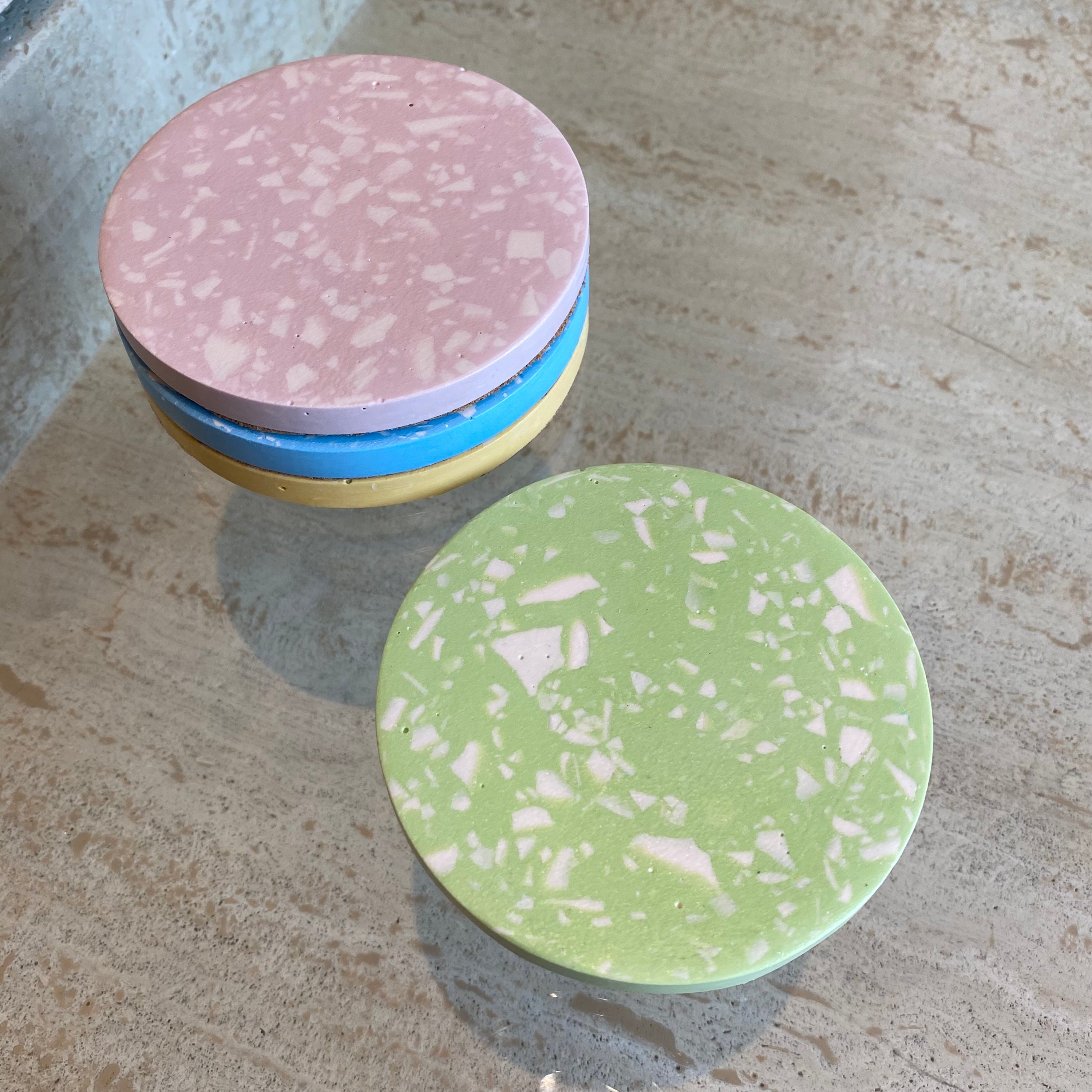 Jesmonite Coaster Pastel Terrazzo Etsy