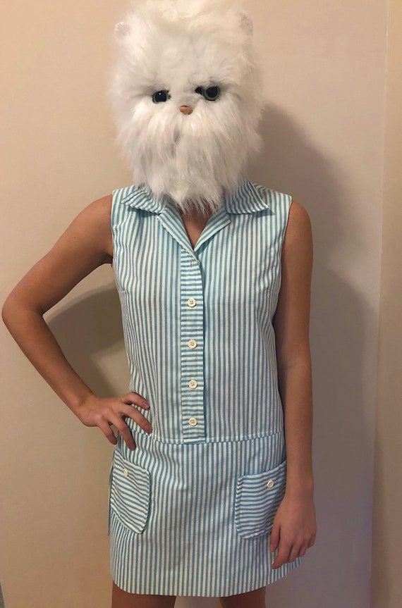 1960s Blue Striped Playsuit
