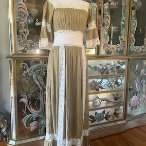 1970s Mexican Wedding Dress Lace Crochet Cotton