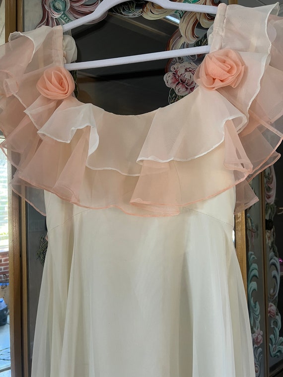 1970s dreamy ruffle wedding prom gown - image 3