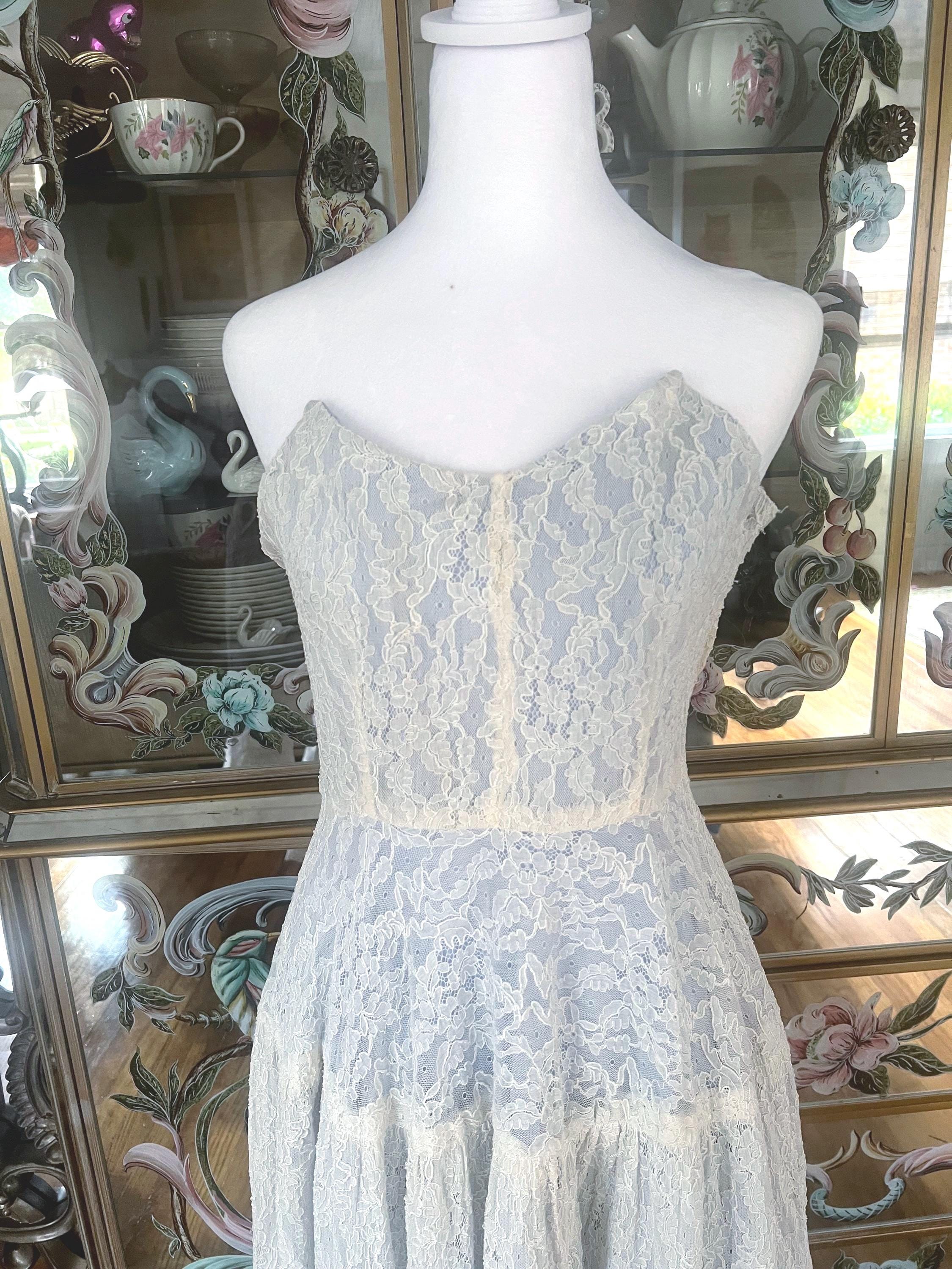 1950s Blue Lace Wedding Gown