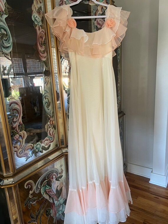 1970s dreamy ruffle wedding prom gown - image 2